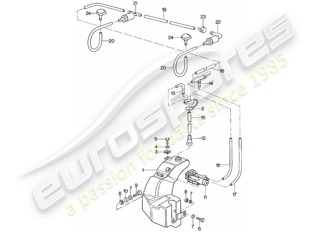porsche 1981 (924) windshield washer unit part diagram