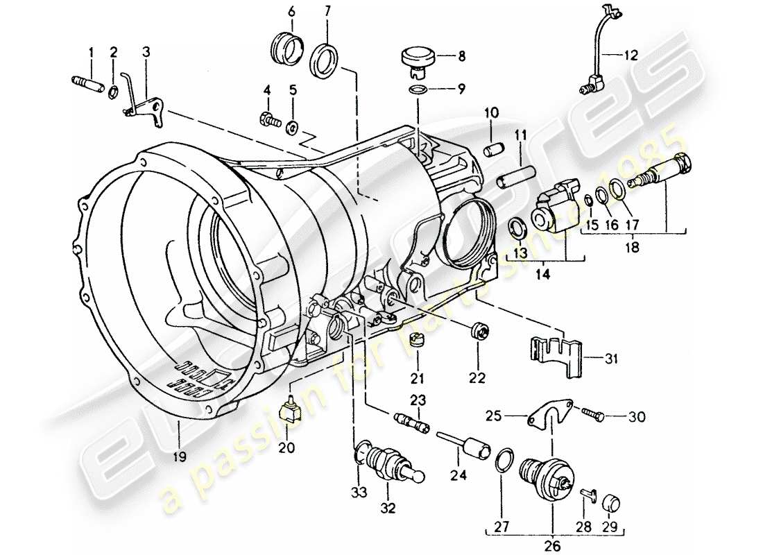 porsche 1992 (928) automatic transmission - transmission case - accessories part diagram