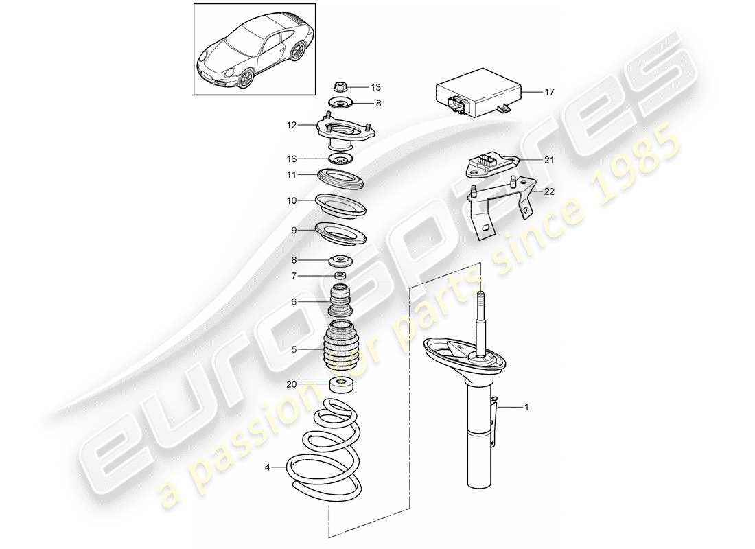 porsche 2009 (997-2) suspension parts diagram