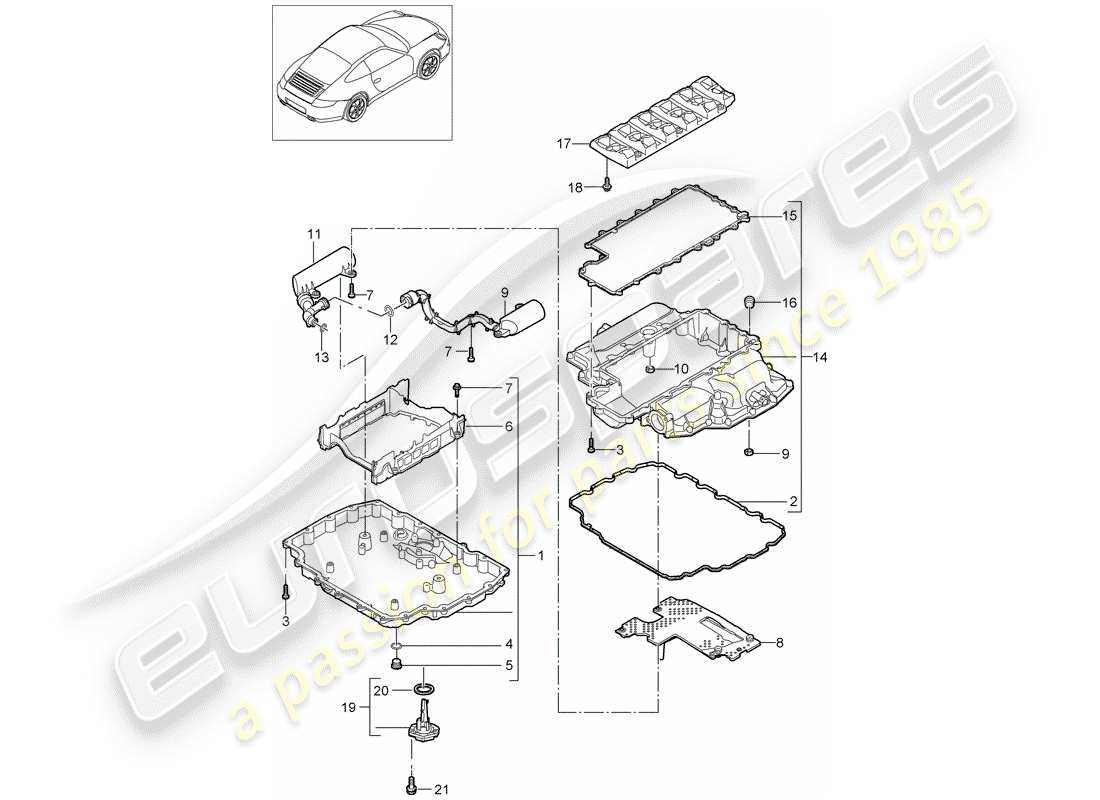 porsche 2009 (997-2) oil pan part diagram