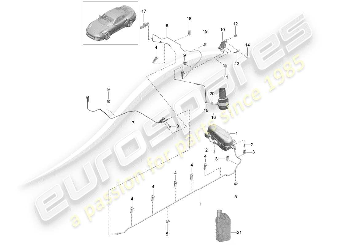 porsche 991 turbo (2014) self levelling system part diagram