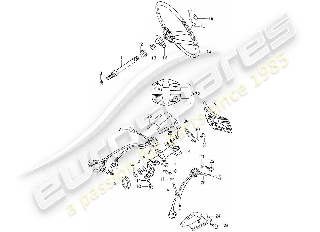 porsche 1966 (911/912) intermediate steering shaft - steering wheel - steering column switch - d - mj 1969>> - mj 1969 part diagram