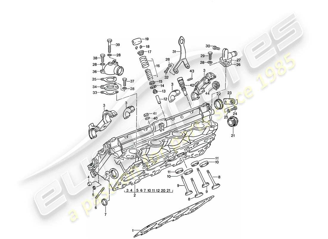 porsche 1986 (944) cylinder head - valves parts diagram