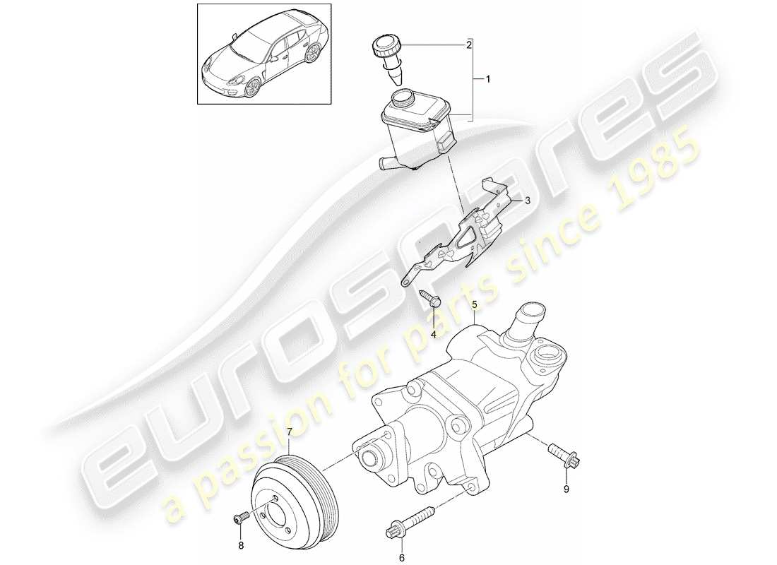 porsche panamera 970 (2012) power steering part diagram