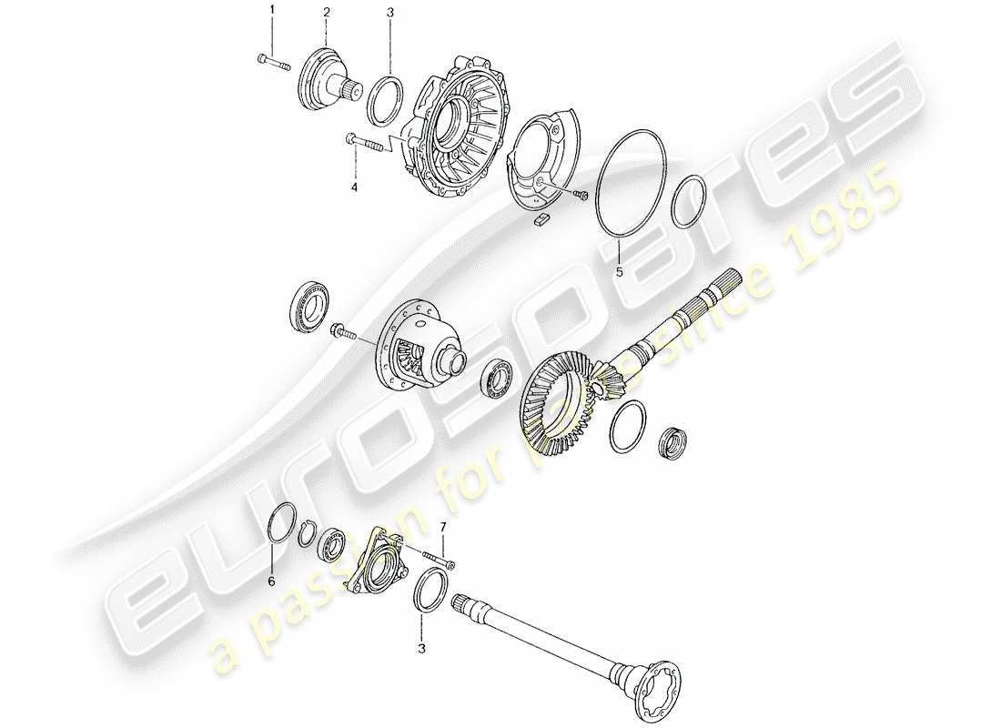 porsche 2002 (996) tiptronic - - differential - differential case parts diagram