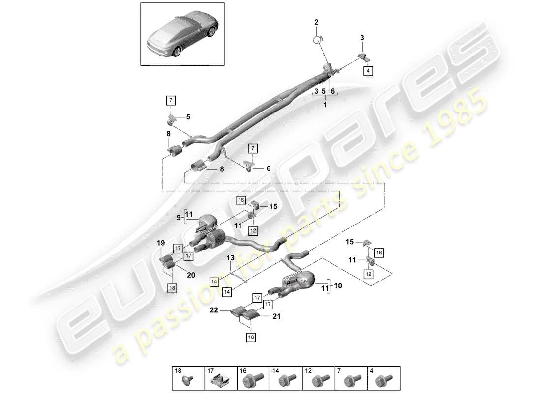 porsche 2019 (panamera 971-1) exhaust system part diagram