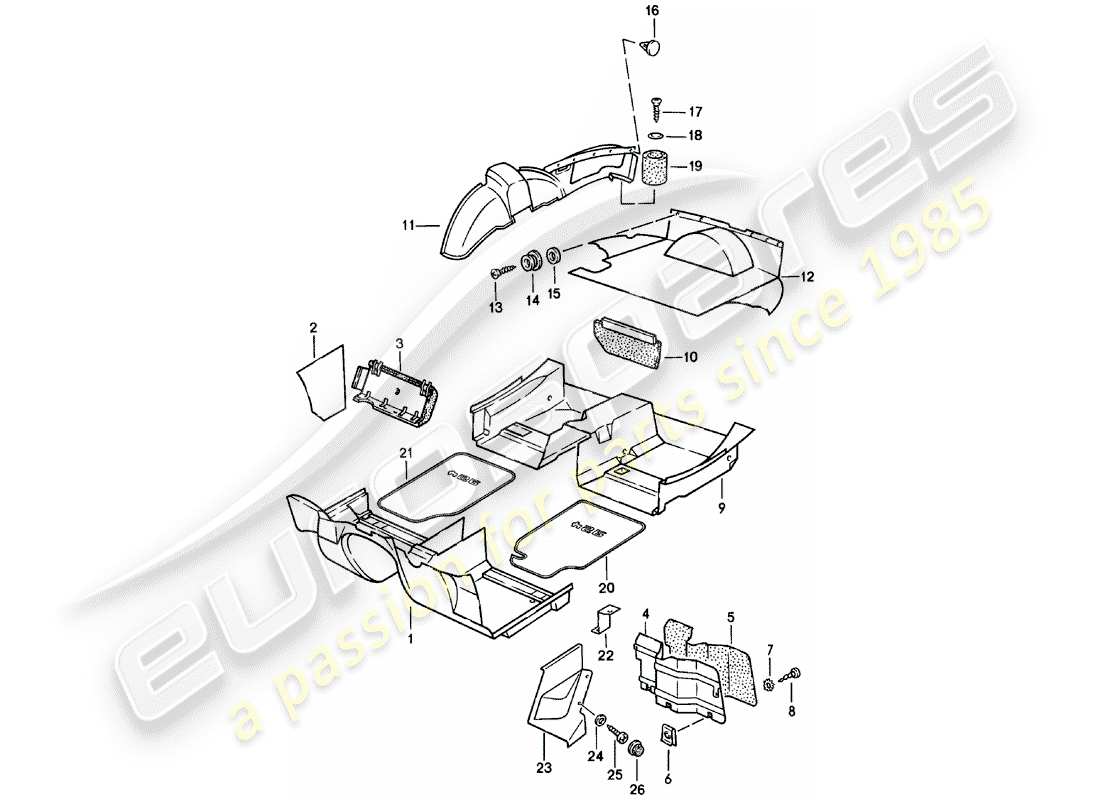porsche 1982 (924) trims part diagram