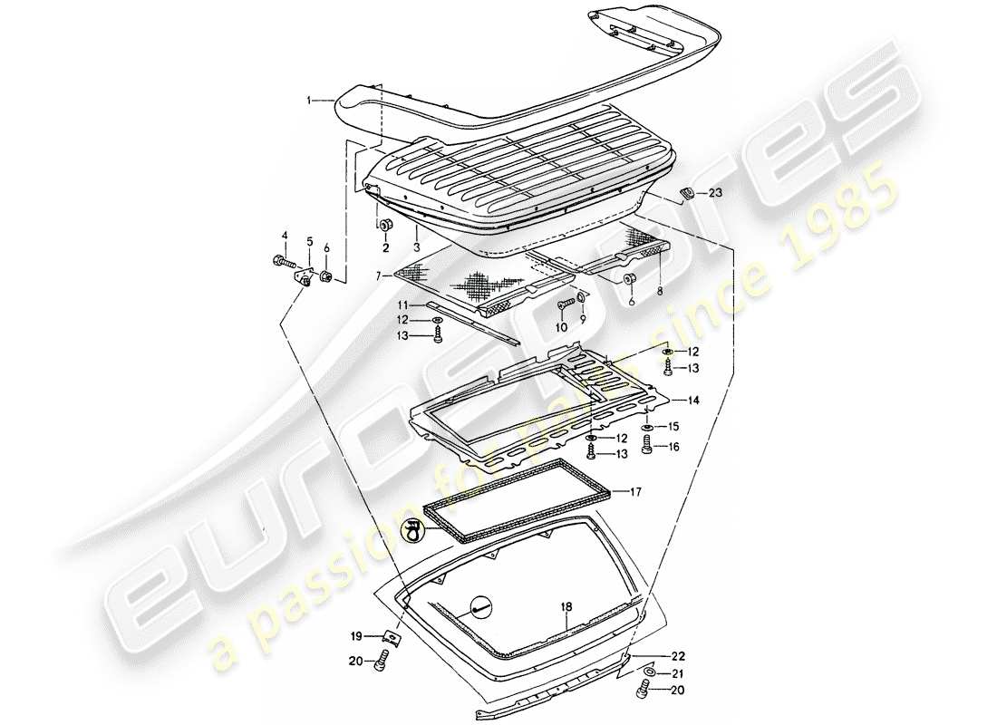 porsche 1992 (964) rear spoiler part diagram