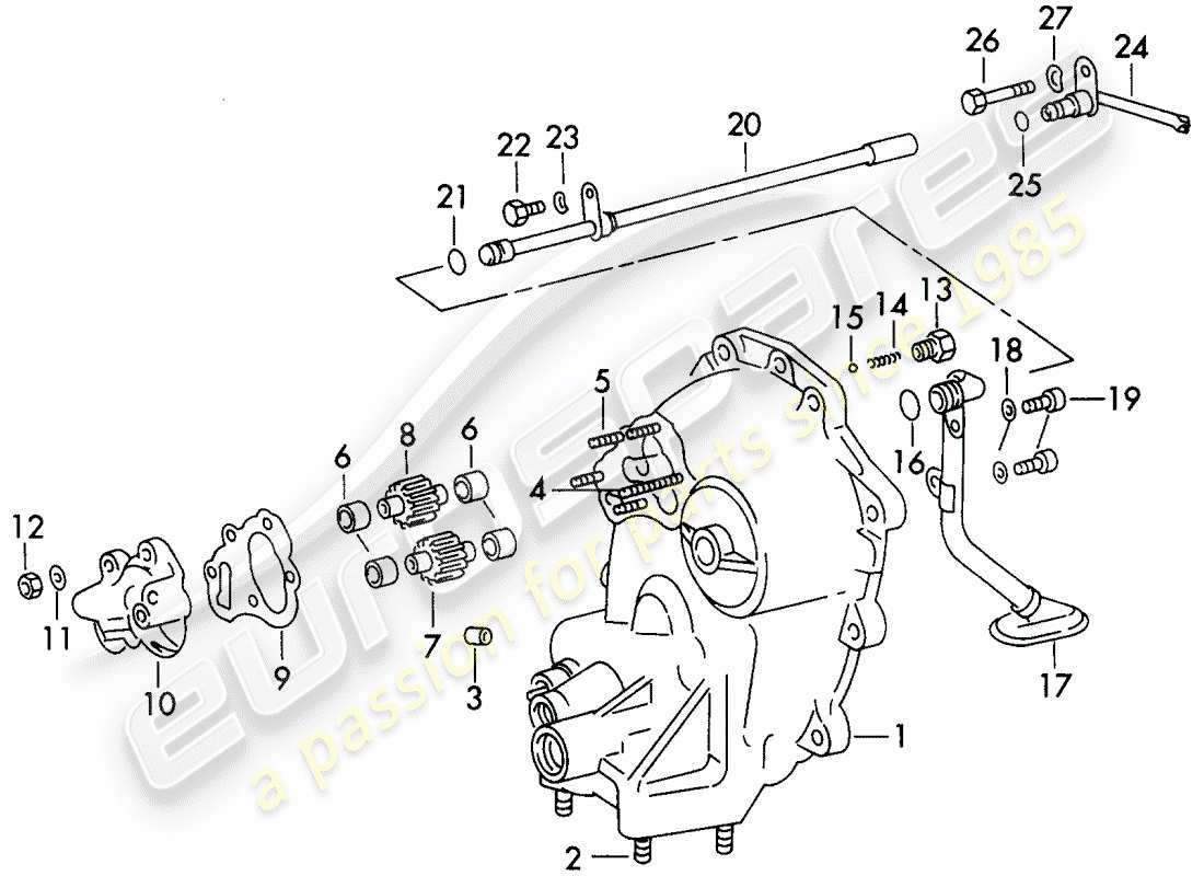 porsche 1971 (911) transmission - oil pump - g >> 783 0870 - d - mj 1972>> part diagram