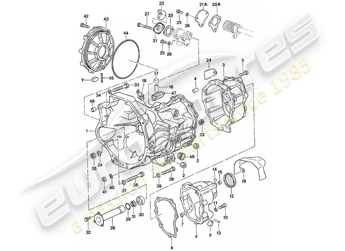 porsche 1982 (924) replacement transmission - transmission case - manual gearbox - vq vr uv md - me mf mb mx - 4q 5q 6q - d - mj 1981>> part diagram
