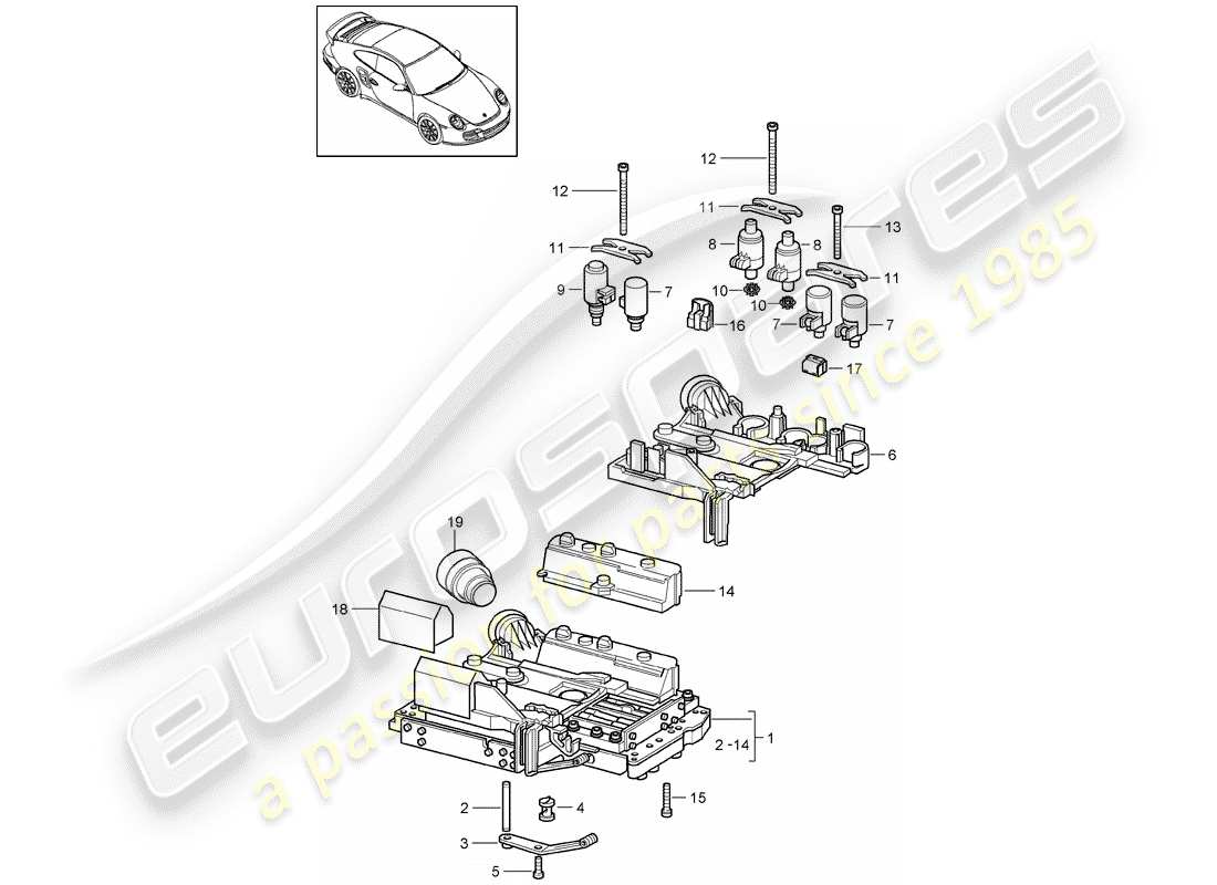 porsche 2007 (997-1 turbo / gt2) tiptronic part diagram