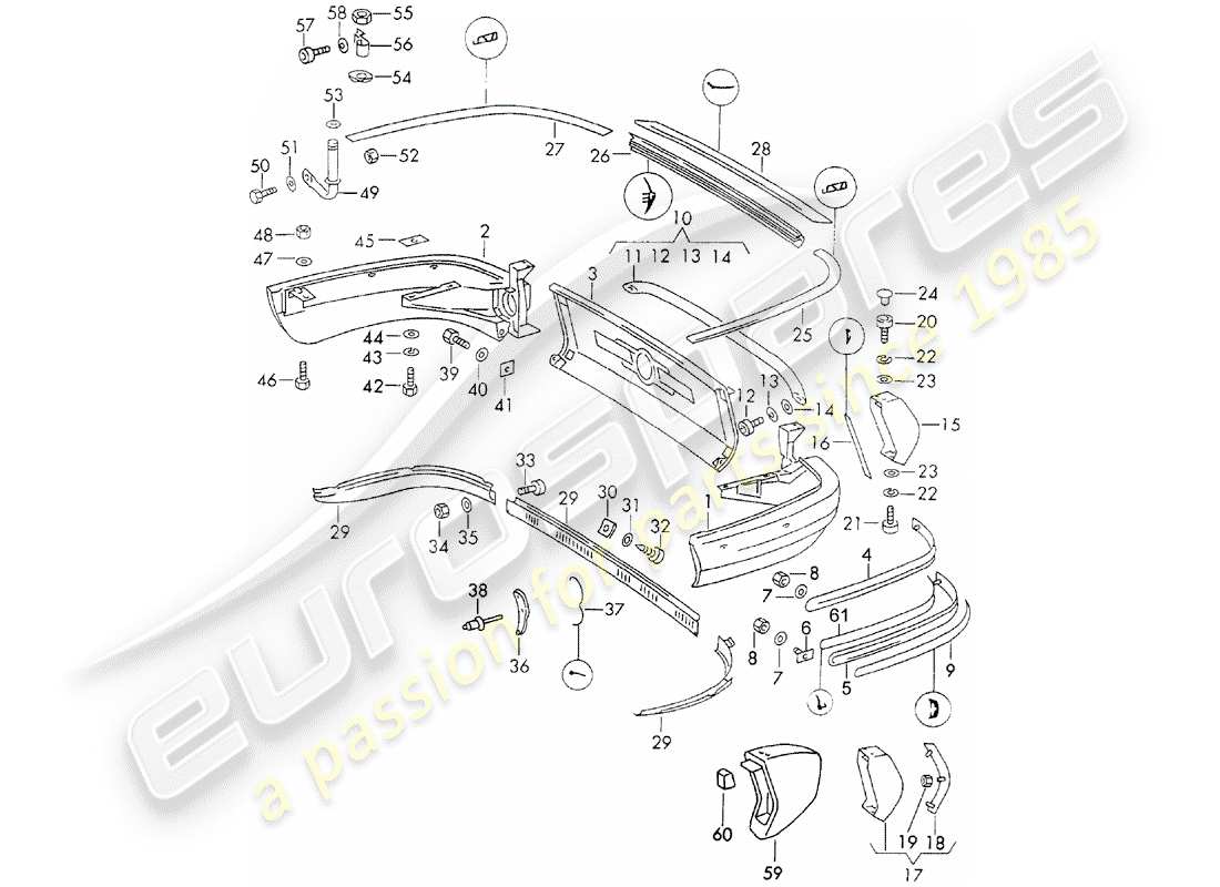 porsche 1971 (911) bumper part diagram