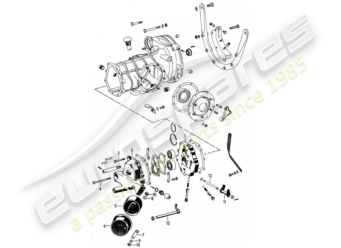 porsche 1963 (356b/356c) transmission cover - intermediate plate parts diagram