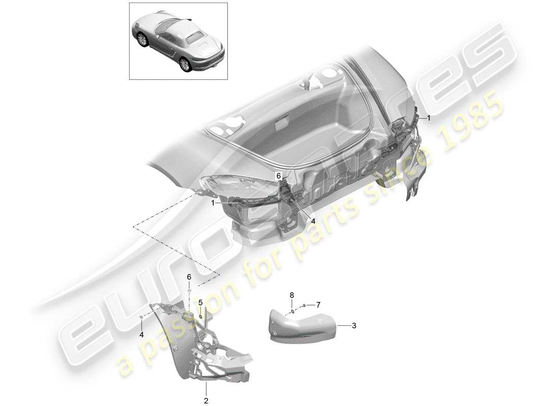 porsche 2018 (718 boxster) fasteners part diagram