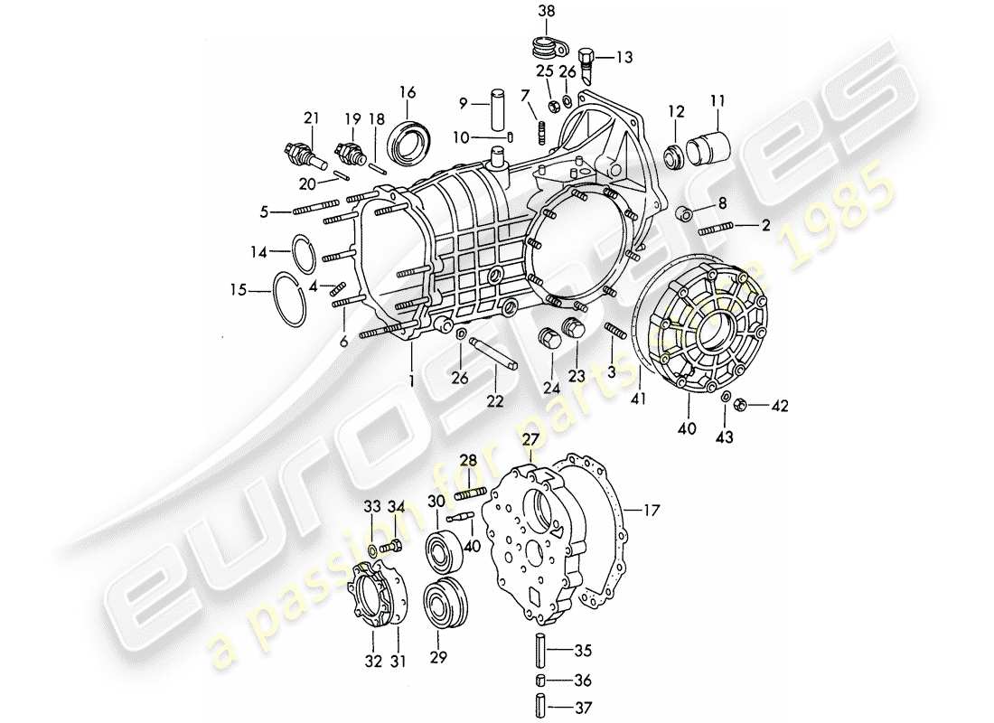 porsche 1973 (911) transmission case - sportomatic - typ 925 - d - mj 1972>> part diagram