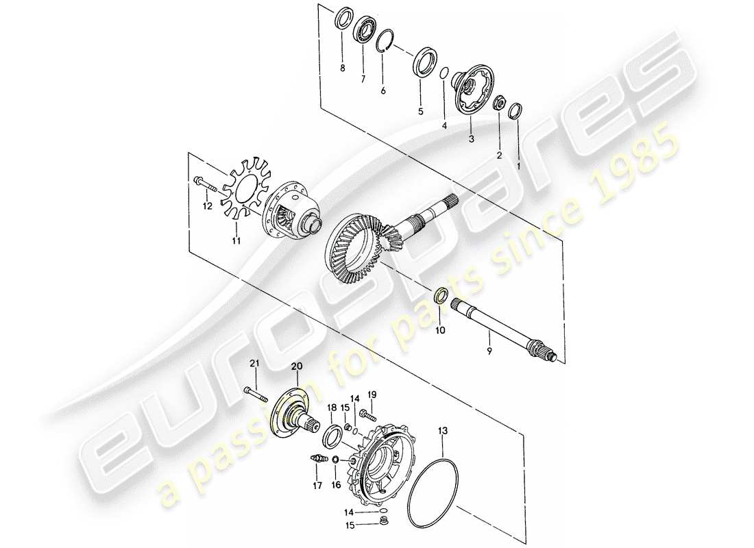 porsche 1995 (968) tiptronic - differential - housing part diagram