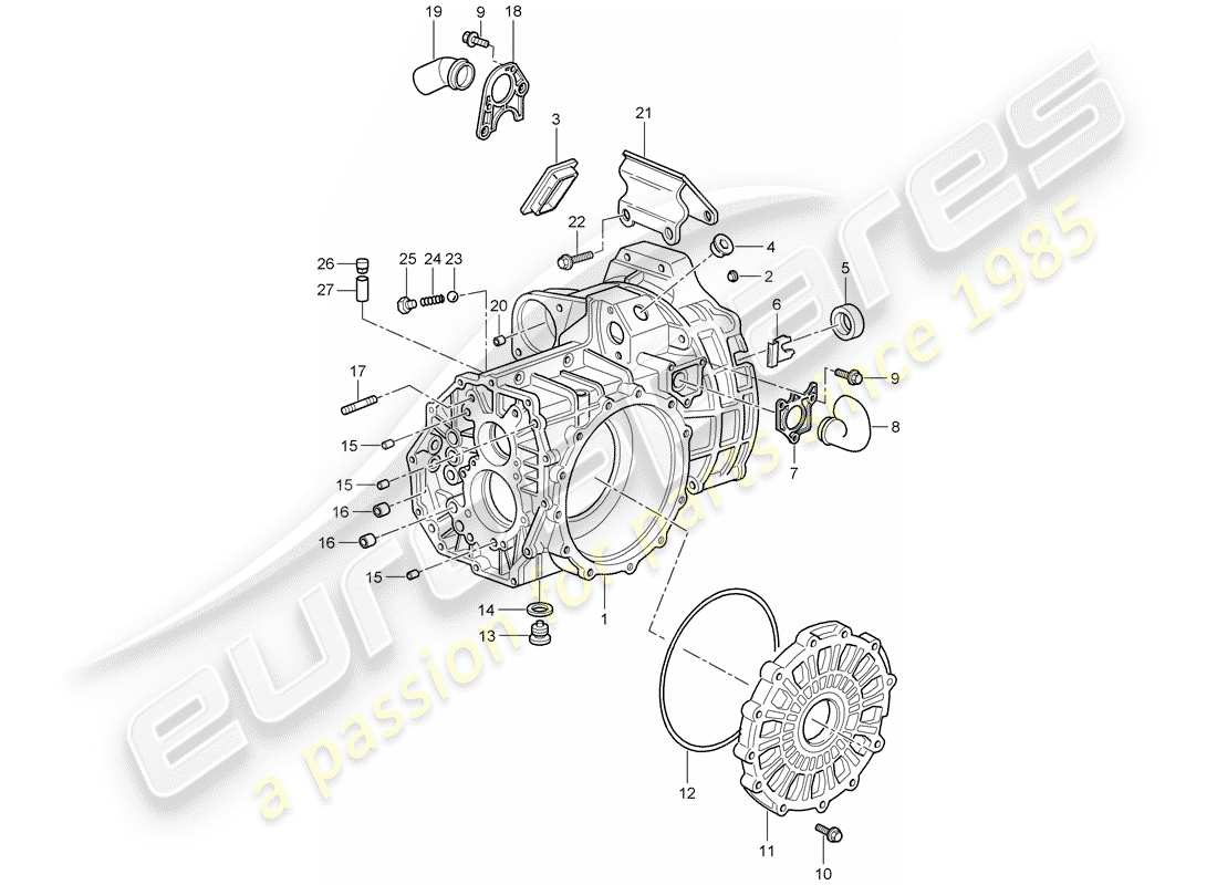 porsche 2008 (997-1 gt3) transmission case parts diagram