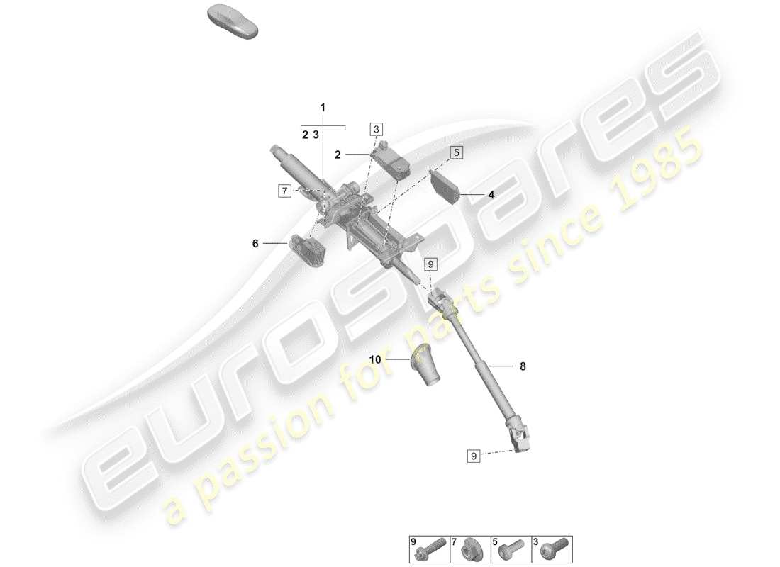 porsche 2020 (992-1) steering column part diagram