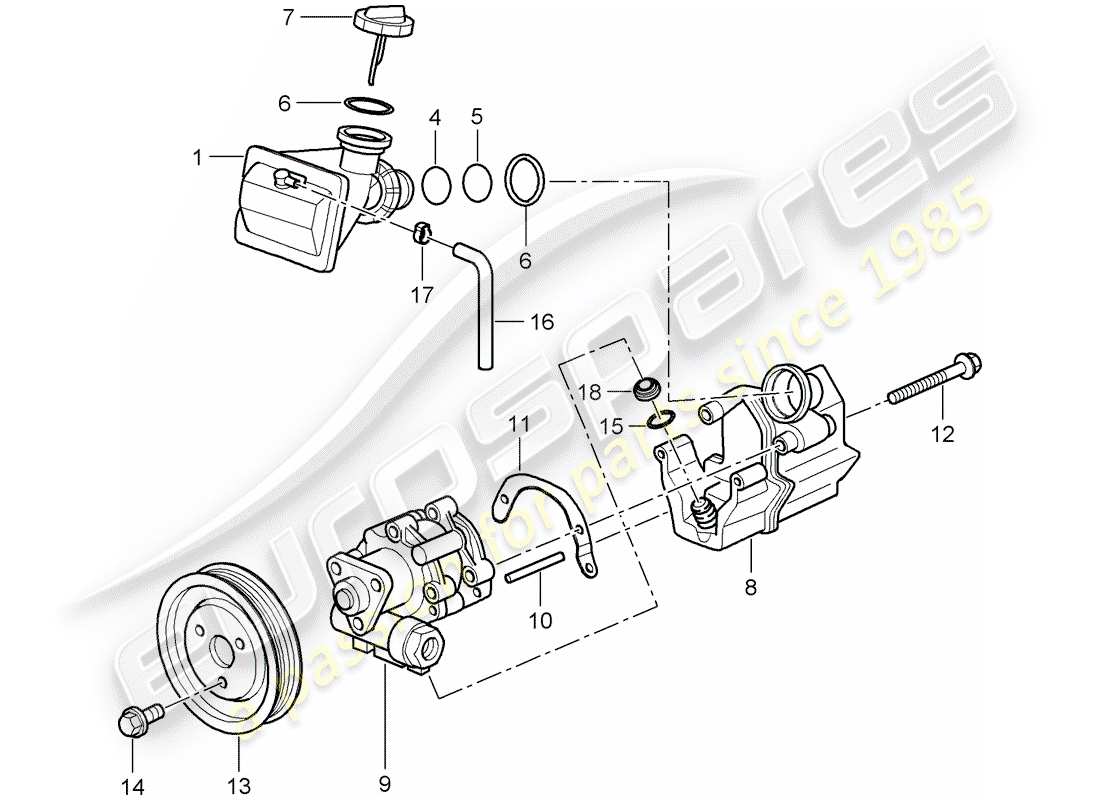 porsche boxster 987 (2006) power steering part diagram