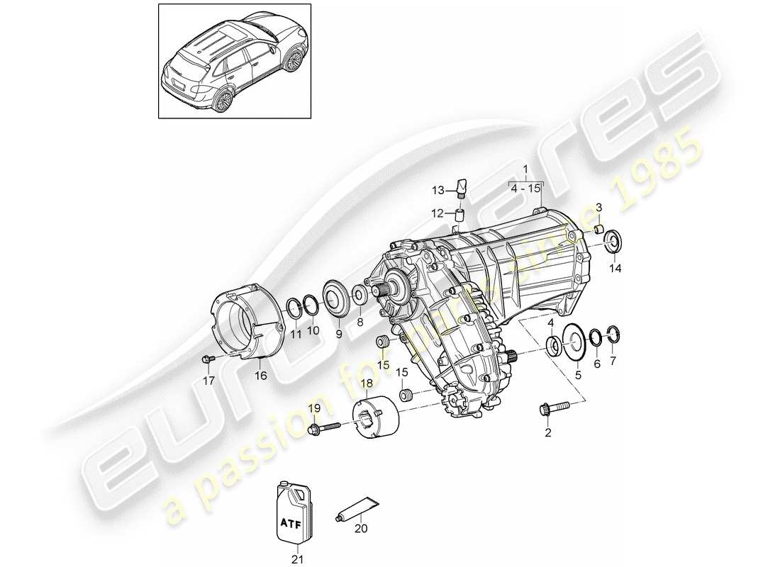 porsche 2014 (cayenne e2 92a) transfer box part diagram