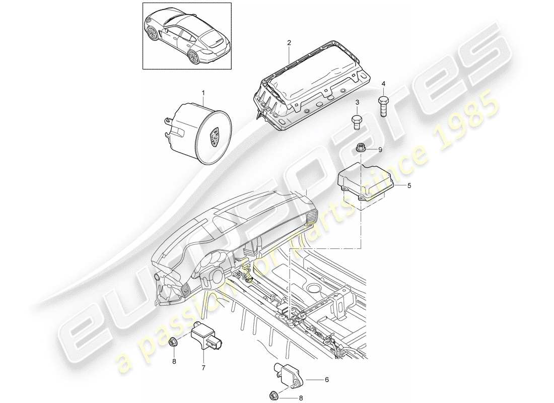 porsche panamera 970 (2014) airbag part diagram