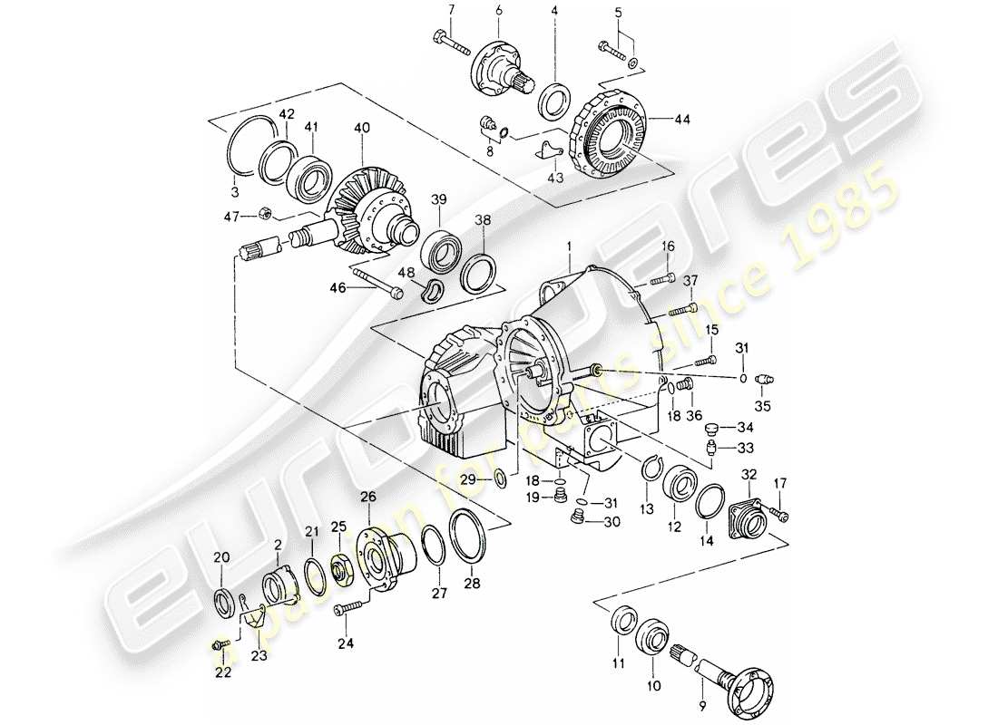 porsche 1994 (964) tiptronic - differential - differential case part diagram