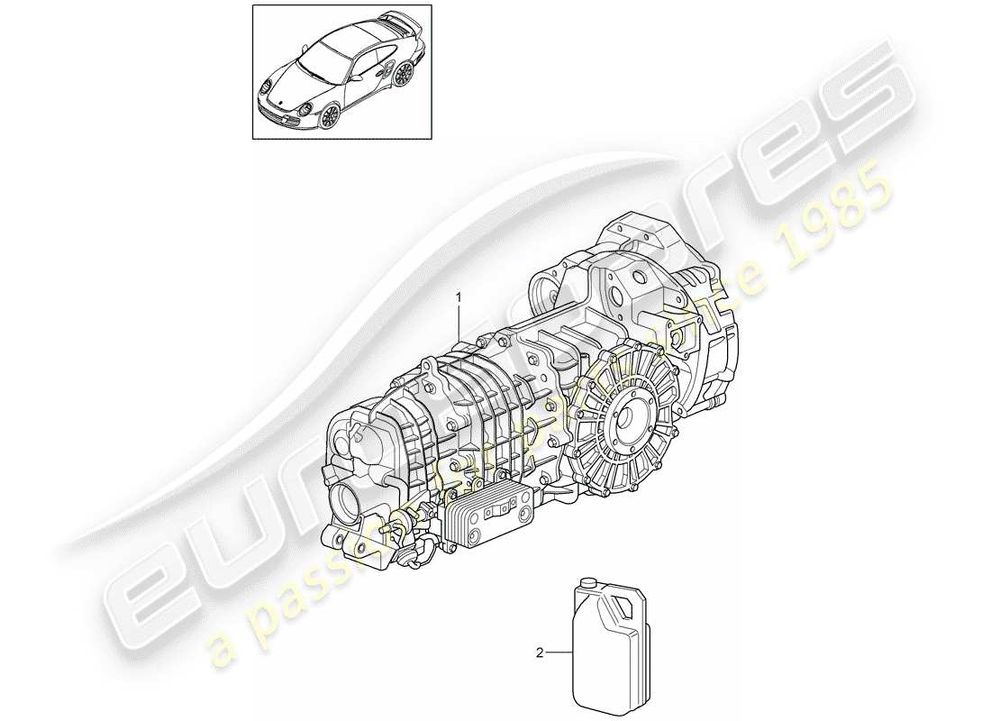 porsche 911 t/gt2rs (2013) replacement transmission parts diagram