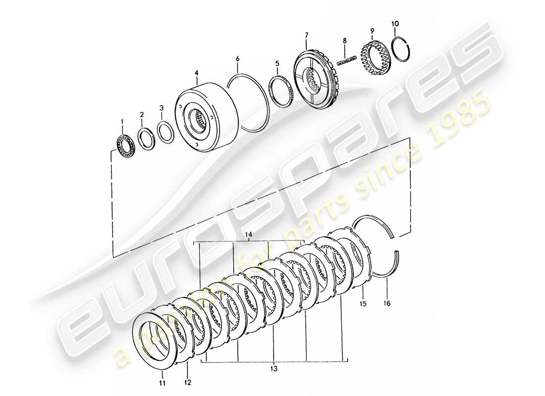 porsche 1993 (928) automatic transmission - clutch - k 1 part diagram
