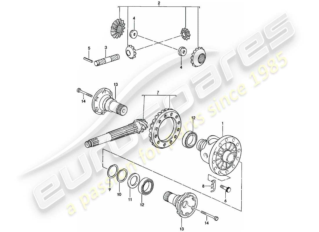 porsche 1981 (924) differential - manual gearbox - g31.01/02/03 part diagram