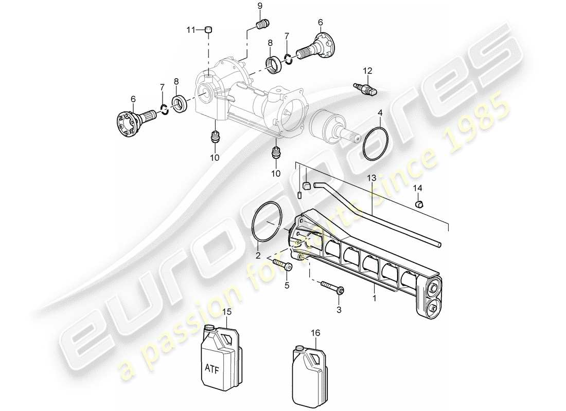 porsche 2007 (997-1 turbo / gt2) front axle differential part diagram