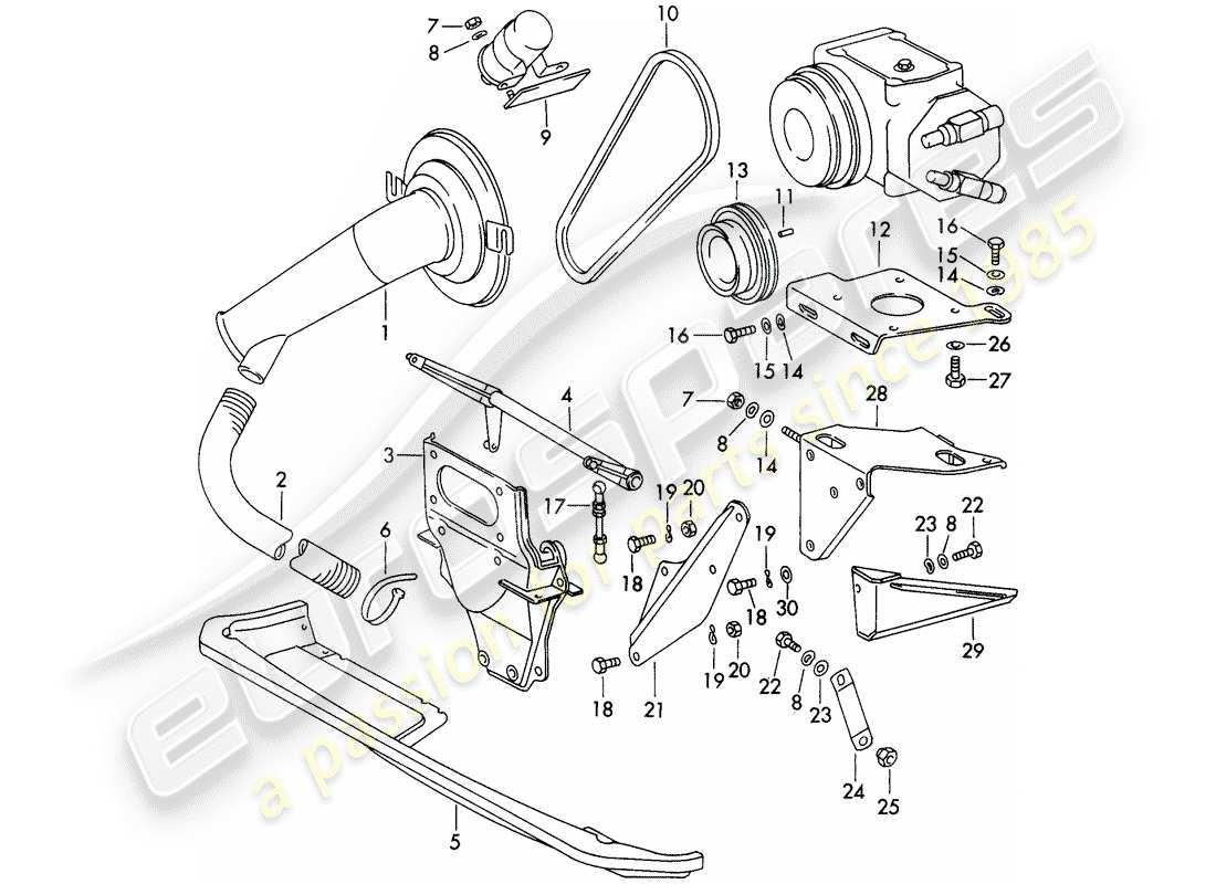 porsche 1971 (911) air conditioner - mount - for - compressor - not for: - (usa) part diagram