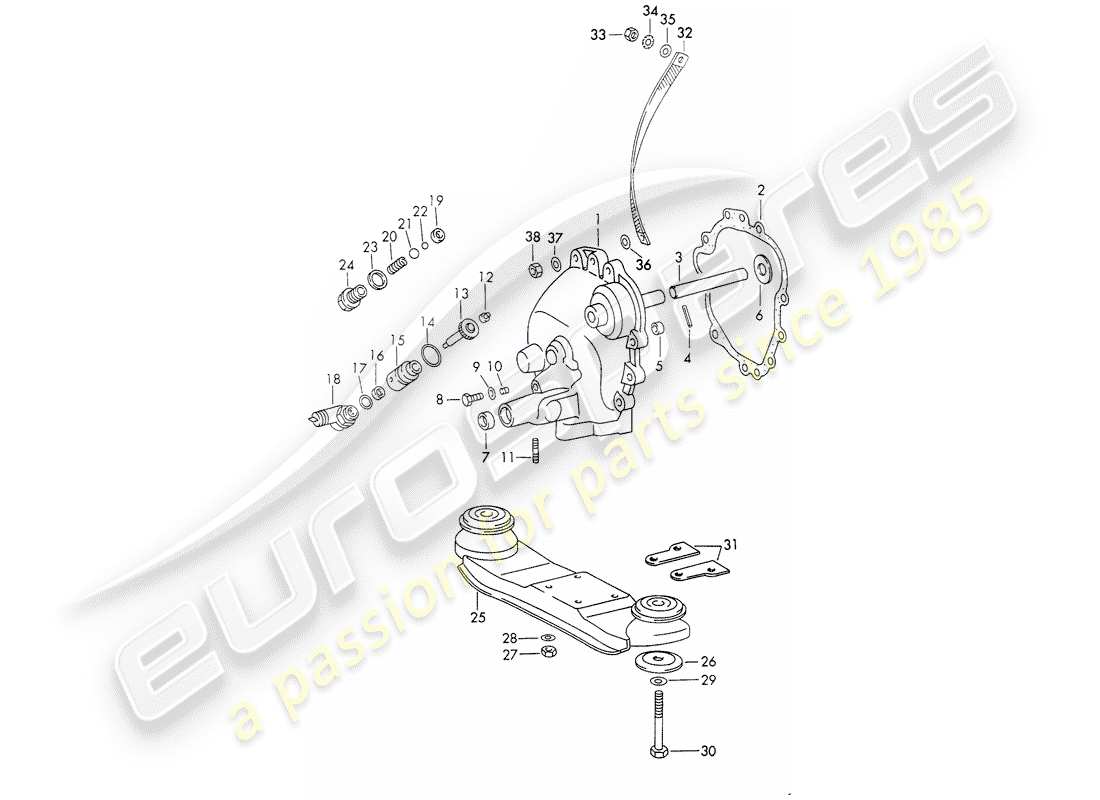 porsche 1971 (911) transmission cover - transmission suspension - sportomatic - typ 905/21 - d - mj 1972>> part diagram