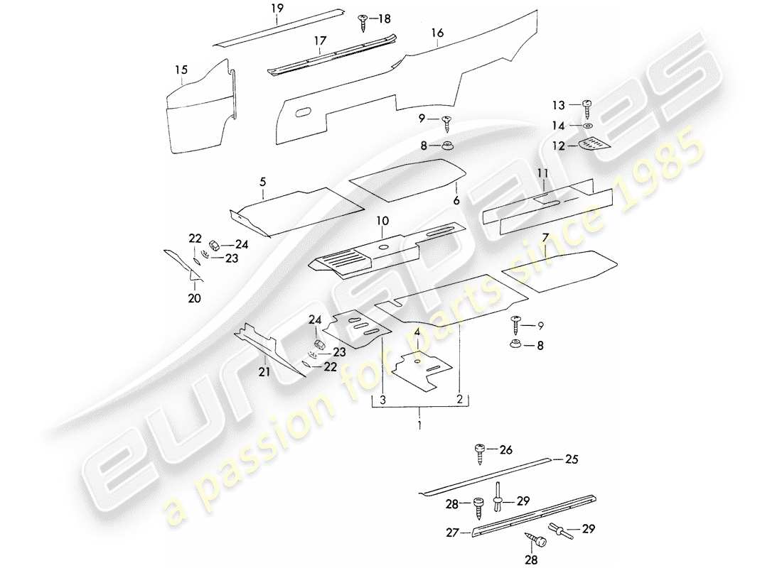 porsche 1971 (911) interior equipment part diagram