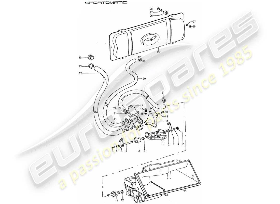 porsche 1976 (911) vacuum system - for - clutch release part diagram