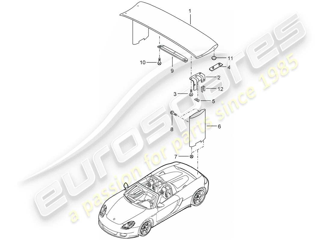 porsche 2004 (carrera gt) rear spoiler parts diagram