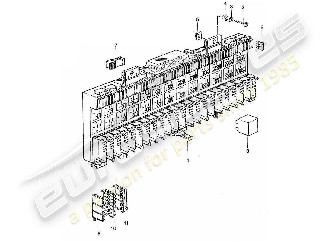 porsche 1991 (928) fuse box/relay plate - relay - fuse part diagram