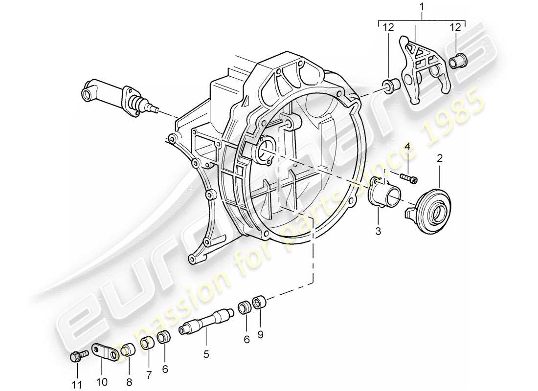 porsche 2007 (997-1 gt3) clutch release part diagram