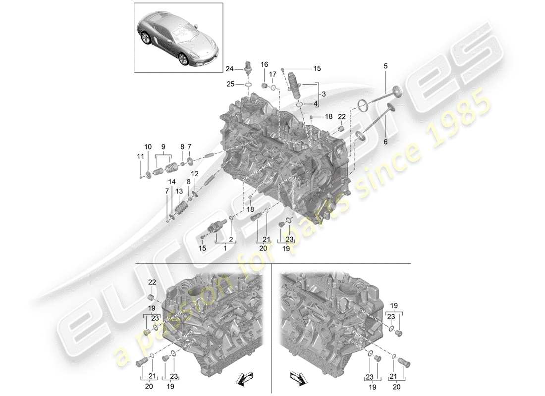 porsche 2016 (981 cayman) cylinder head part diagram