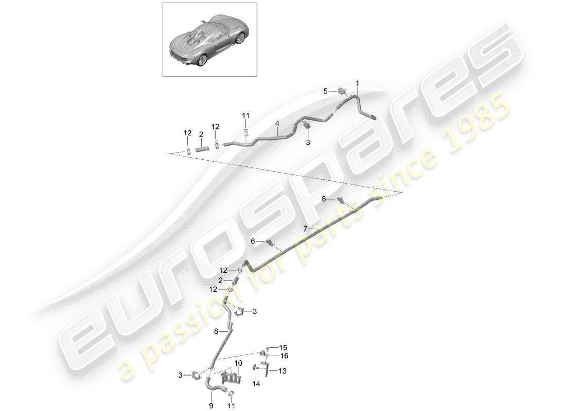 porsche 2015 (918 spyder) heater pipeline part diagram
