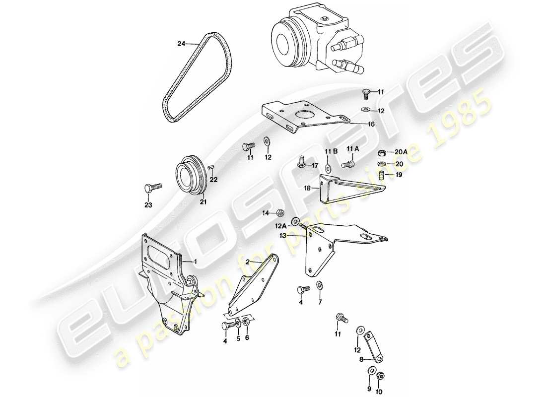 porsche 1983 (911) supplier - york - compressor - mounting - and - driving mechanism part diagram