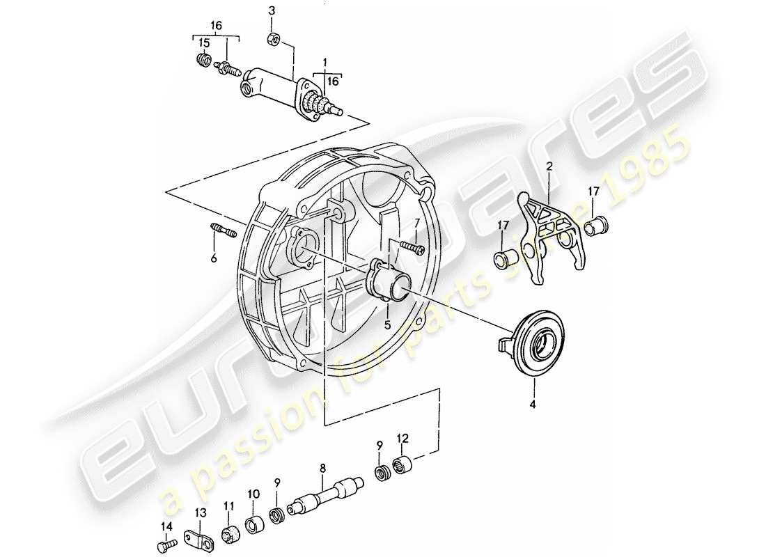 porsche 1997 (993) clutch release part diagram