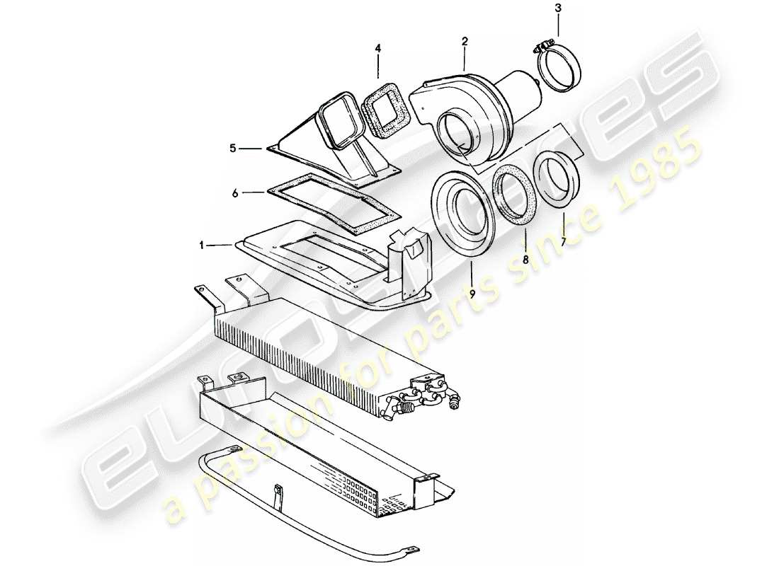 porsche 1981 (911) fan part diagram