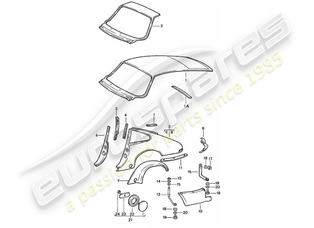 porsche 1981 (911) exterior panelling - to fit use workshop material part diagram
