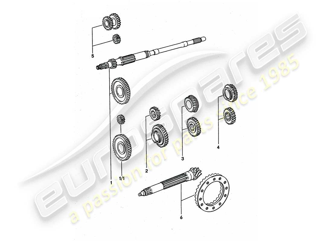 porsche 1976 (911 turbo) gear wheel sets - 4-speed part diagram
