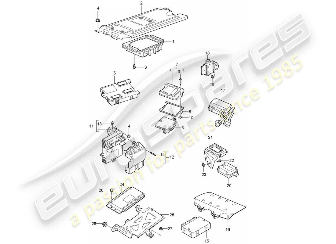porsche 2007 (997-1 gt3) control units parts diagram