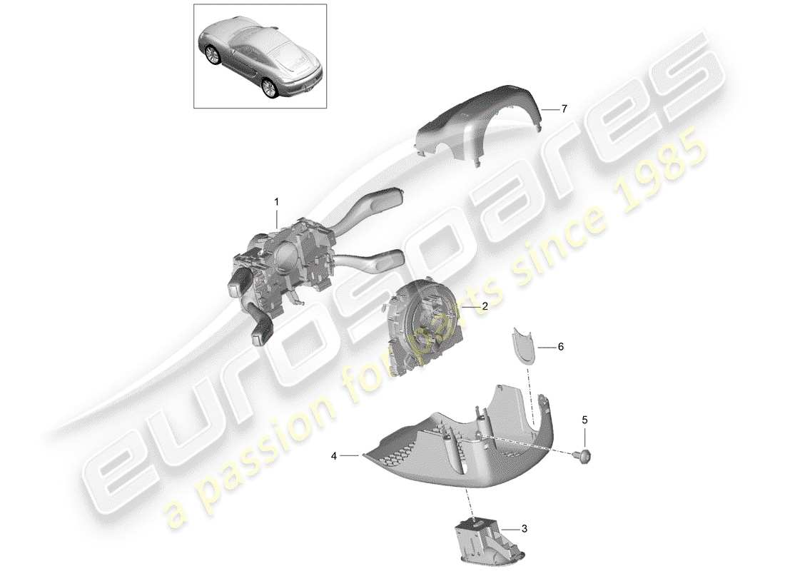 porsche 2016 (981 cayman) steering column switch part diagram