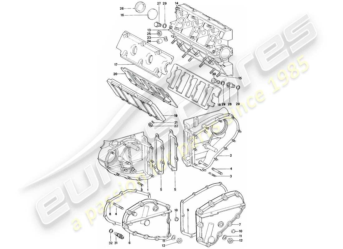 porsche 1976 (911) chain case - camshaft housing - repair set for maintenance - see illustration: part diagram