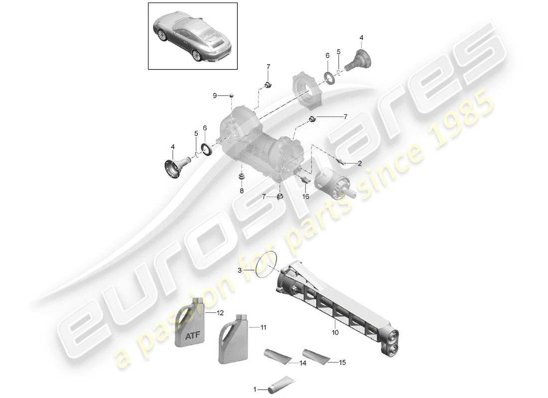 porsche 2020 (991-2) front axle differential part diagram