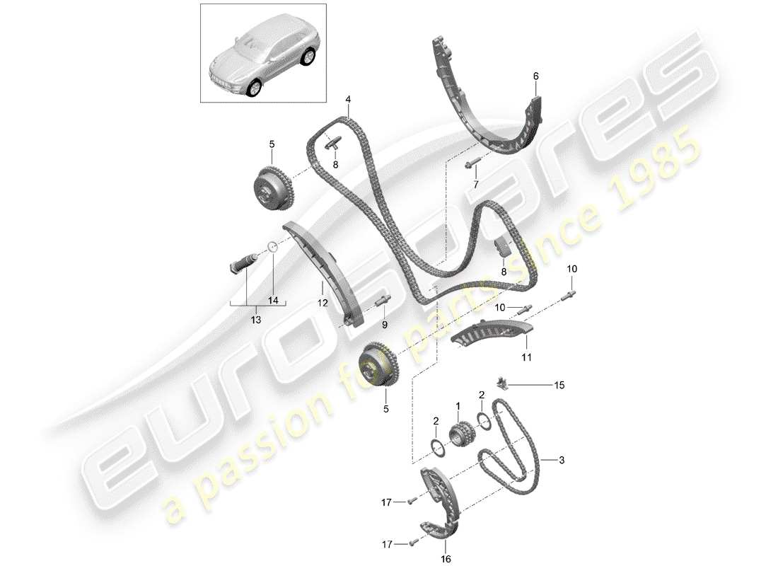 porsche 2015 (macan) timing chain part diagram
