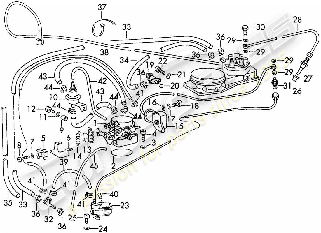 porsche 1971 (911) injection system - with: - fuel line - valves - flap-nozzle - and - warm-up valve - d - mj 1972>> part diagram